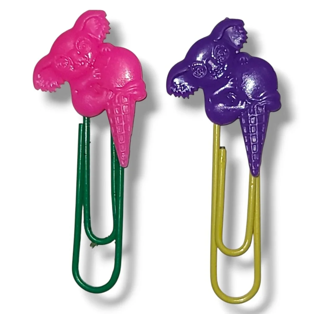 2 Vintage 1989 Lisa Frank Ice Cream Cone Koala Bear Paper Clips